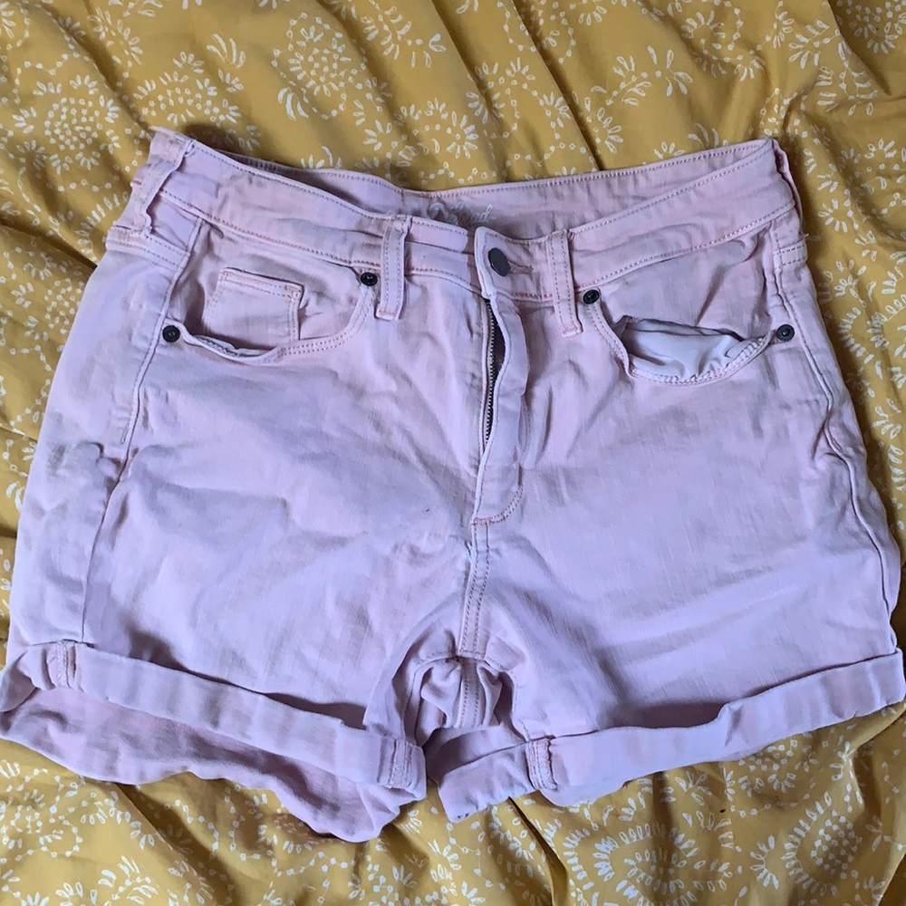 Pink denim shorts